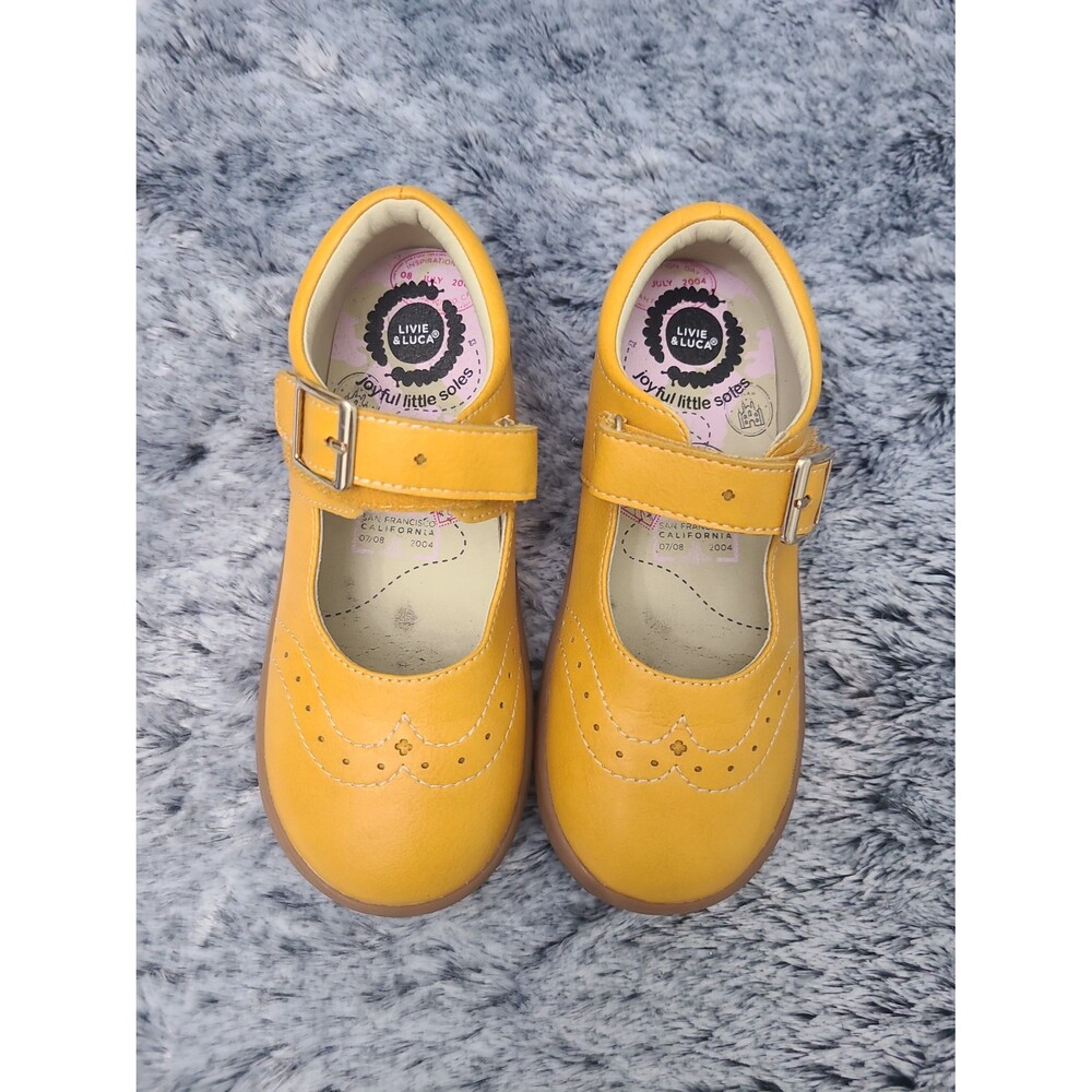 mustard yellow Livie & Luca Mary Jane shoes feat charming scalloped brogue sz 12